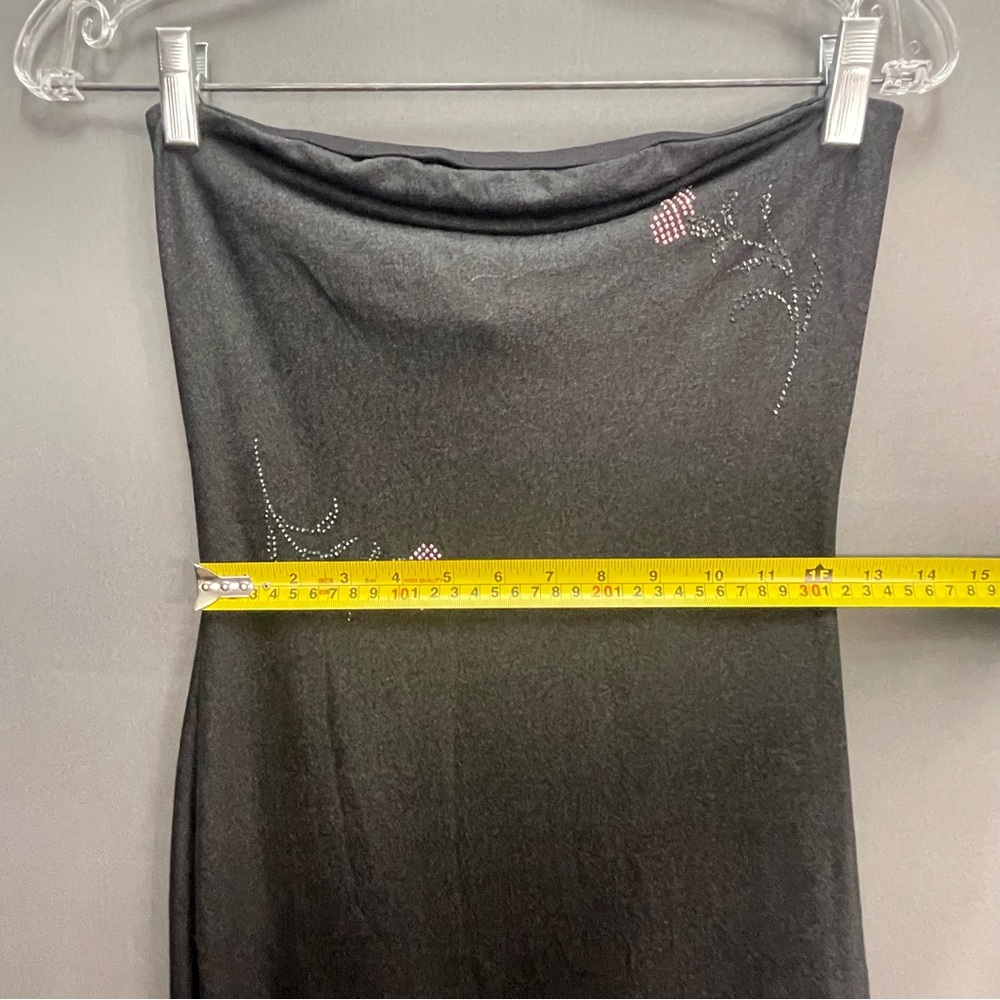 Vintage LE CHATEAU strapless slip dress with rhinestone flower design minimalist - Picture 2 of 16
